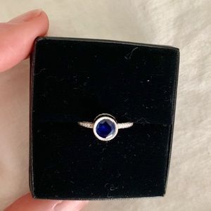 Diamond and sapphire cocktail ring in white gold